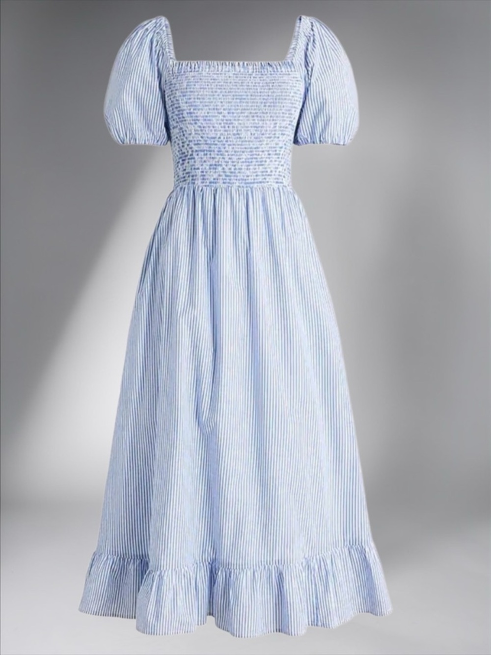 J.Crew Blue & White Stripe Short-Sleeve Smocked Dress - Picture 5 of 11